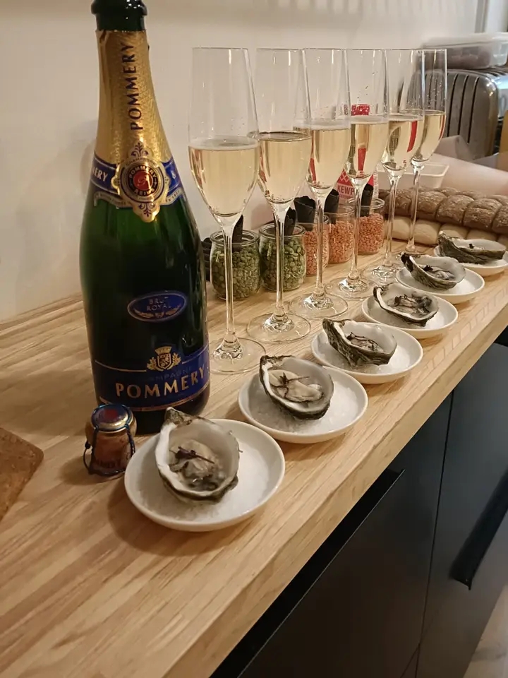 Oysters and champagne, ready to be served