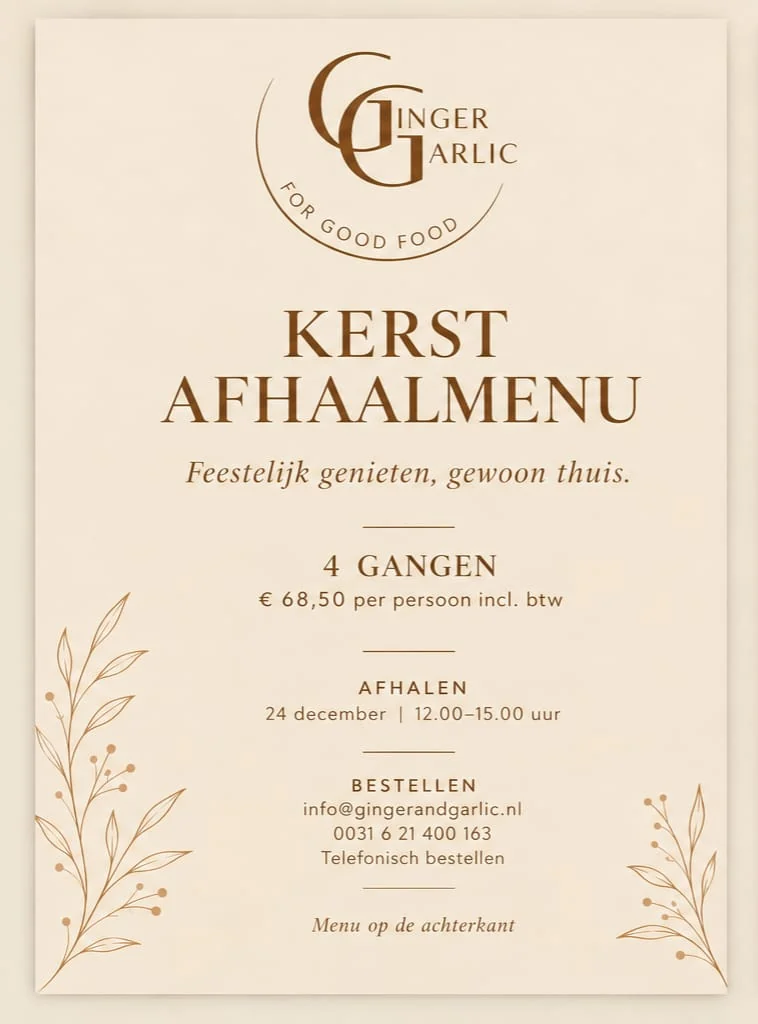 Het kerst afhaalmenu van Ginger & Garlic